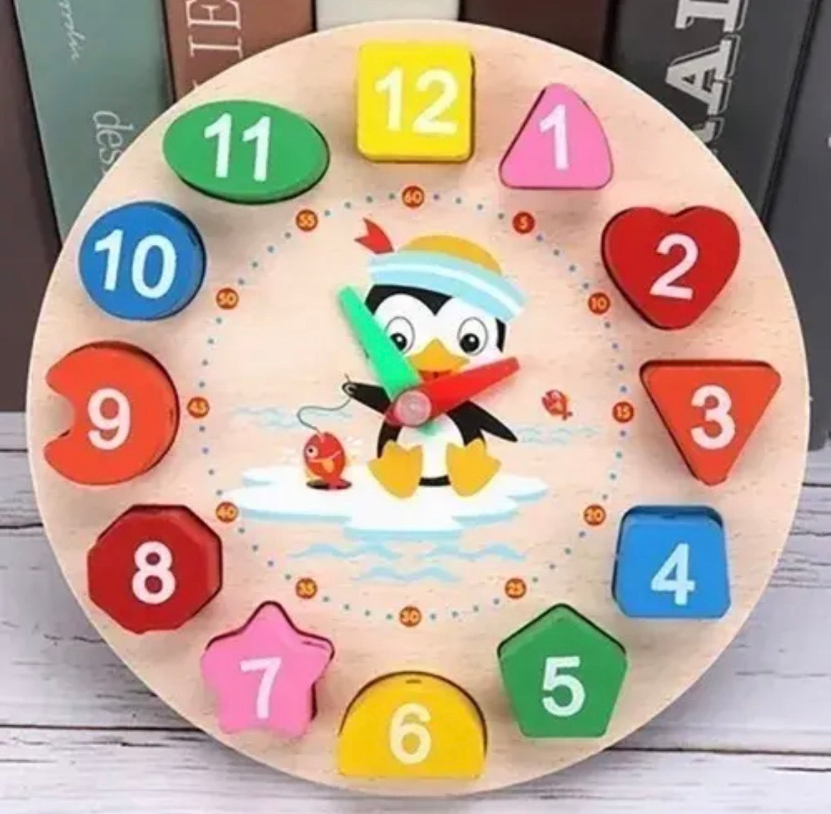 Reloj Didáctico de Madera con Cuentas