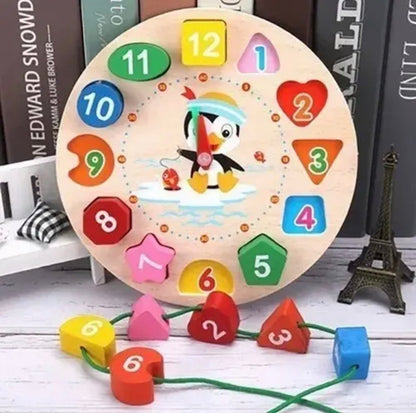Reloj Didáctico de Madera con Cuentas