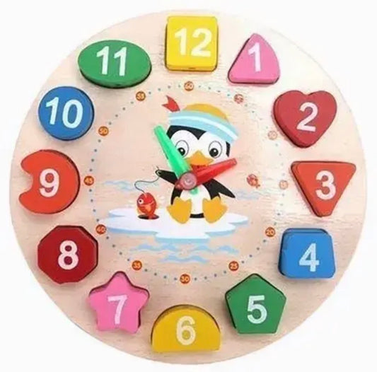 Reloj Didáctico de Madera con Cuentas