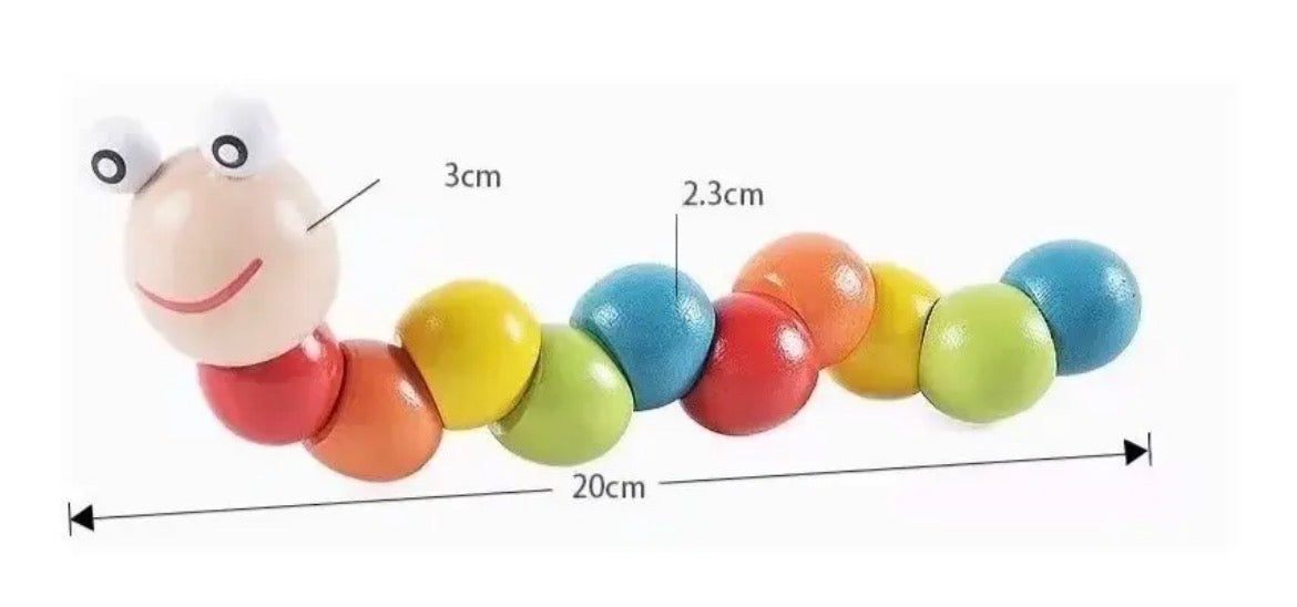 Gusano Oruga Didáctico de Madera