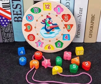 Reloj Didáctico de Madera con Cuentas